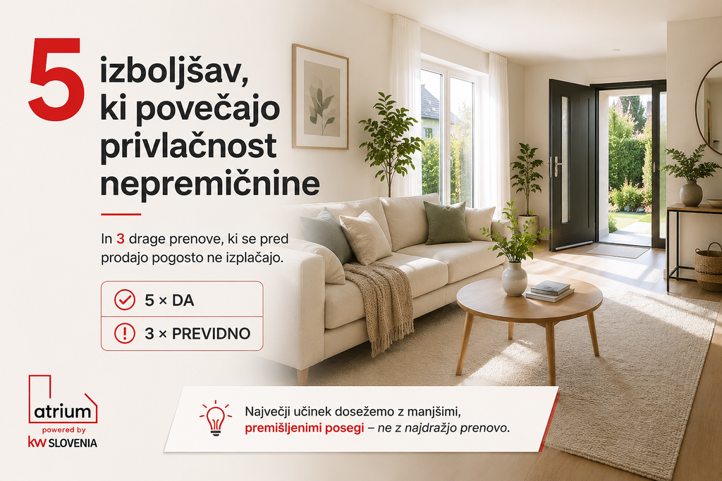 #1 - 5 izboljšav, ki povečajo privlačnost nepremičnine – in 3, ki se pred prodajo pogosto ne izplačajo