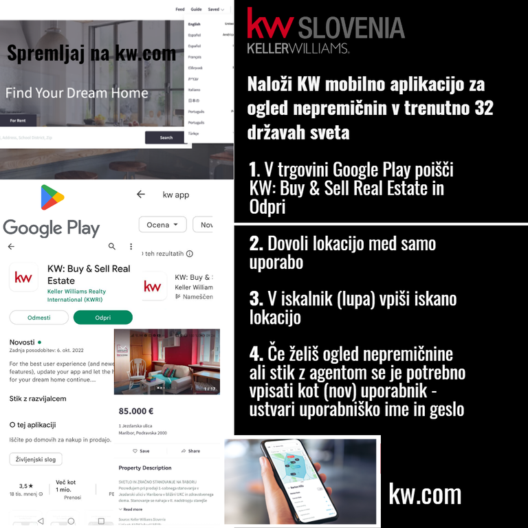 #1 - Nepremičninski oglasi po celem svetu - naloži KW mobilno aplikacijo