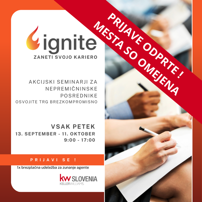 #1 - Zanetite svojo kariero: Ekskluzivni IGNITE trening za licencirane nepremičninske agente #1 - Zanetite svojo kariero: Ekskluzivni IGNITE trening za licencirane nepremičninske agente