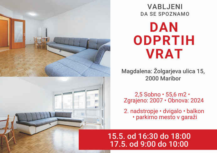 #1 - Dan odprtih vrat: 2,5 sobno stanovanje v Magdaleni!