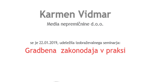#1 - IZOBRAŽEVALNI SEMINAR: GRADBENA ZAKONODAJA V PRAKSI