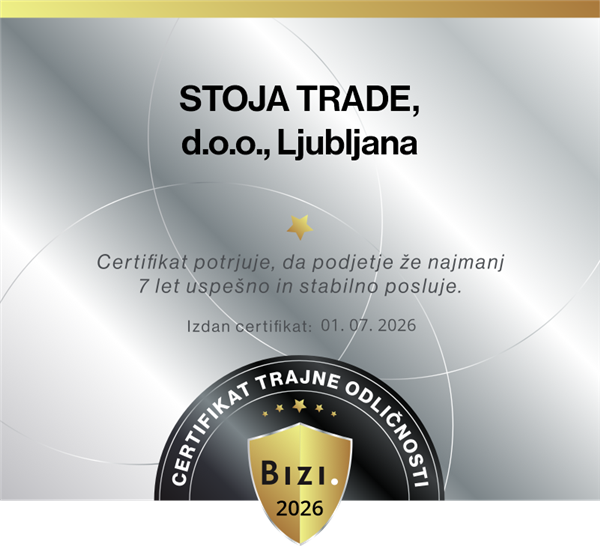 #1 - STOJA TRADE Receives the Bizi Certificate of Sustainable Excellence 2026 #1 - STOJA TRADE Receives the Bizi Certificate of Sustainable Excellence 2026