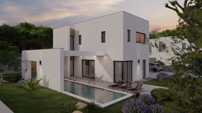 Croatia, Rab Island - Beautiful smart house with pool and panoramic sea view in Barbat settlement