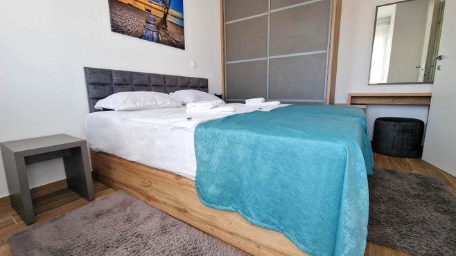Pag, Novalja – Modern terraced house with garden and sea view – only 200 m from the beach